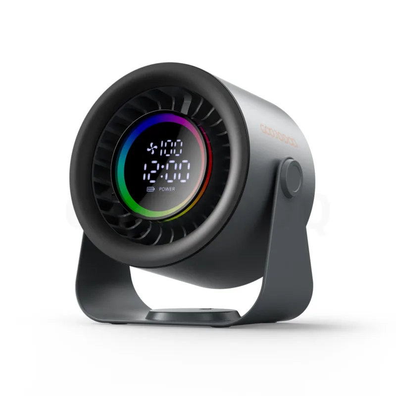 GOOJODOQ GFS024 Desktop Fan with Clock & Timer Function